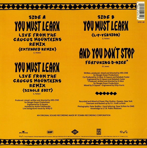 Boogie Down Productions ~ You Must Learn / And You Don't Stop (Vinyl) - Djungel & Jazz