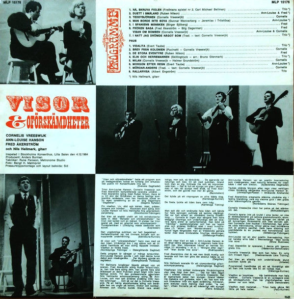 Cornelis Vreeswijk, Ann-Louise Hanson, Fred Åkerström : Visor Och Oförskämdheter (LP, Album, Mono)