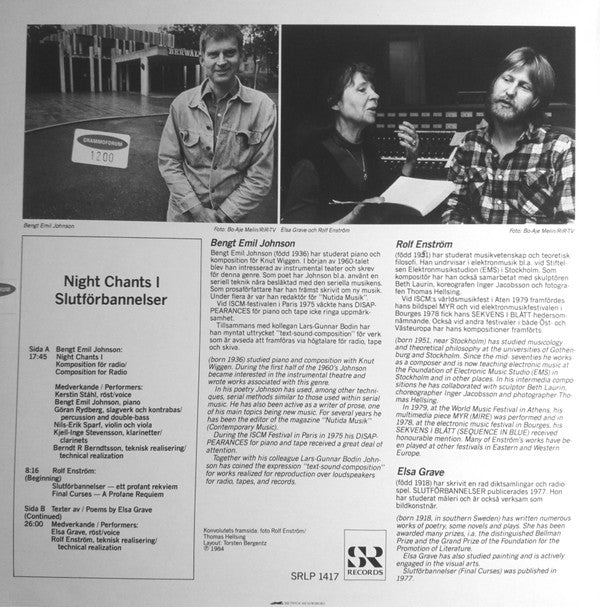 Rolf Enström / Bengt Emil Johnson ~ Slutförbannelser / Night Chants I (Vinyl) - Djungel & Jazz