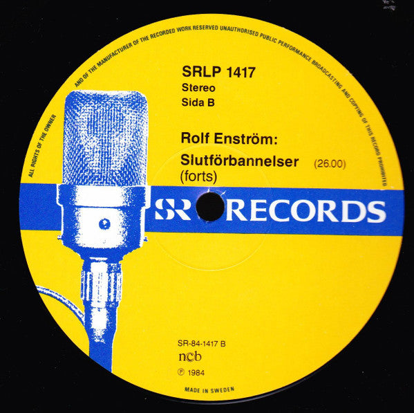 Rolf Enström / Bengt Emil Johnson ~ Slutförbannelser / Night Chants I (Vinyl) - Djungel & Jazz