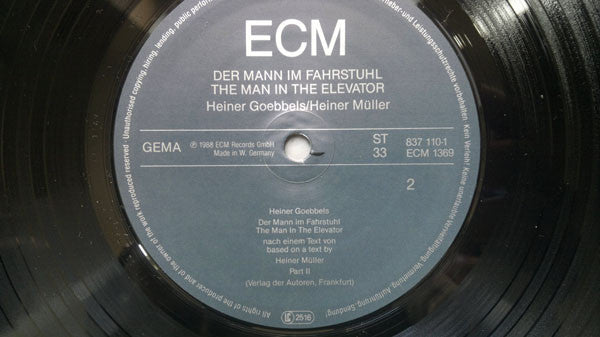 Heiner Goebbels / Heiner Müller ~ Der Mann Im Fahrstuhl (Vinyl) - Djungel & Jazz