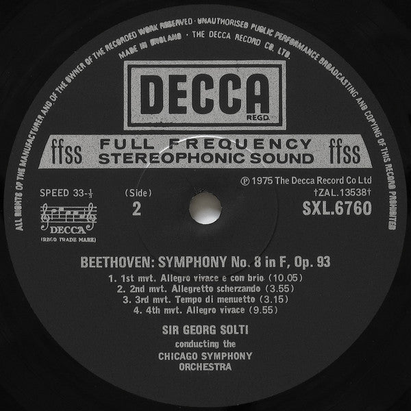 Beethoven, Chicago Symphony Orchestra, Sir Georg Solti ~ Symphonies 1&8 (Vinyl) - Djungel & Jazz