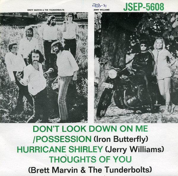 Iron Butterfly / Jerry Williams (3) / Brett Marvin & The Thunderbolts : Don't Look Down On Me / Possession / Hurricane Shirley / Thoughts Of You (7", EP, Mono)