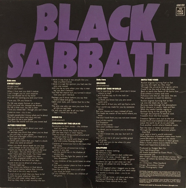 Black Sabbath : Master of Reality (LP, Album, Emb)