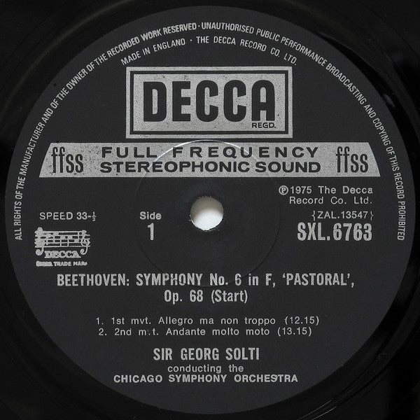 Beethoven, Chicago Symphony Orchestra, Sir Georg Solti ~ Symphony No.6 "Pastoral" (Vinyl) - Djungel & Jazz