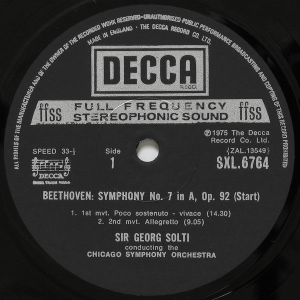 Beethoven, Chicago Symphony Orchestra, Sir Georg Solti ~ Symphony No.7 & Overture & Coriolan' (Vinyl) - Djungel & Jazz