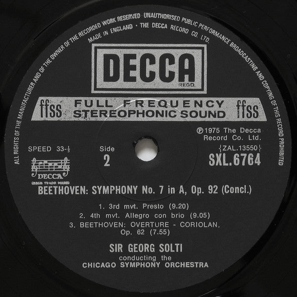 Beethoven, Chicago Symphony Orchestra, Sir Georg Solti ~ Symphony No.7 & Overture & Coriolan' (Vinyl) - Djungel & Jazz