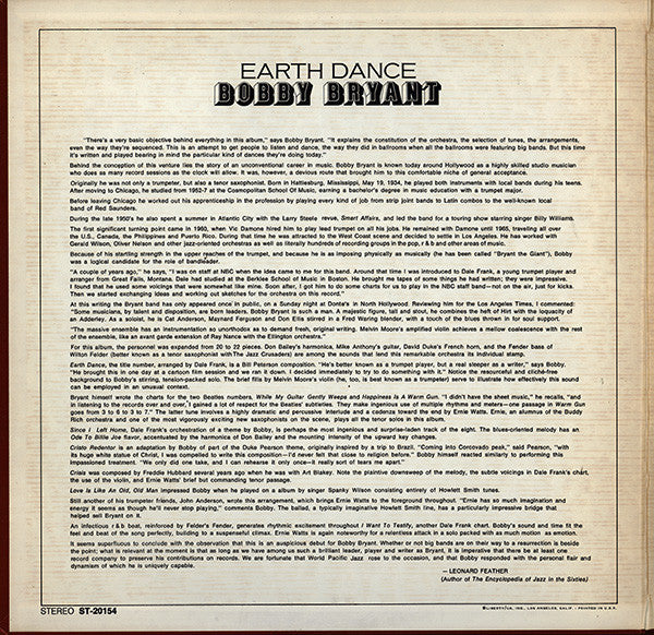 Bobby Bryant ~ Earth Dance (Vinyl) - Djungel & Jazz