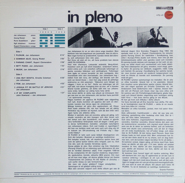 Jan Johansson ~ In Pleno (Vinyl) - Djungel & Jazz