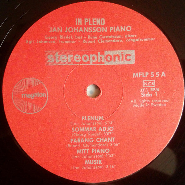 Jan Johansson ~ In Pleno (Vinyl) - Djungel & Jazz