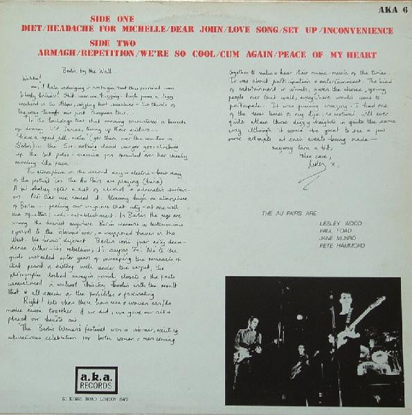 Au Pairs ~ Live In Berlin (Vinyl) - Djungel & Jazz