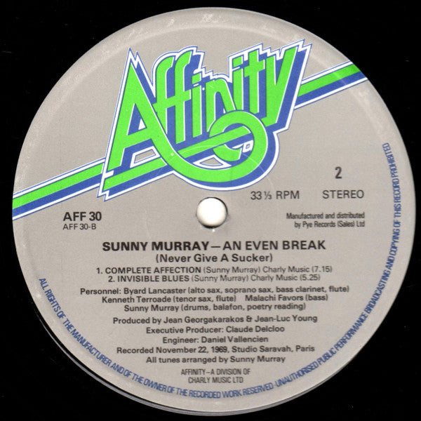 Sunny Murray ~ An Even Break (Never Give A Sucker) (Vinyl) - Djungel & Jazz