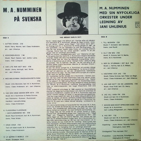 M.A. Numminen ~ M.A. Numminen På Svenska (Vinyl) - Djungel & Jazz