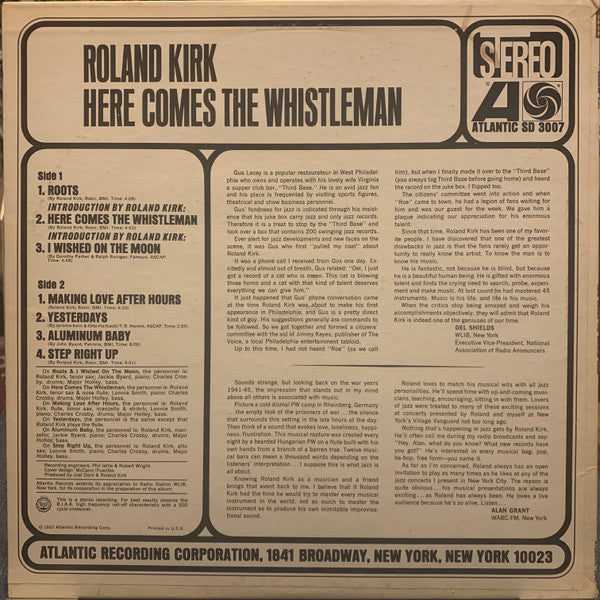 Roland Kirk : Here Comes The Whistleman (Recorded "Live") (LP, Album)
