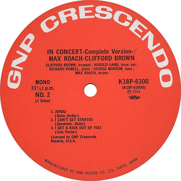 Max Roach And Clifford Brown ~ In Concert -Complete Version- (Vinyl) - Djungel & Jazz