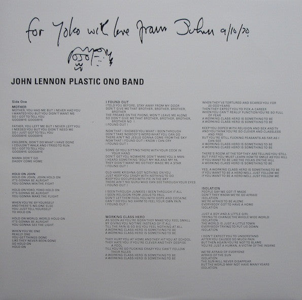 John Lennon / Plastic Ono Band* : John Lennon / Plastic Ono Band (LP, Album, RE, RM, 180)