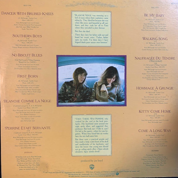 Kate & Anna McGarrigle : Dancer With Bruised Knees (LP, Album, RE)