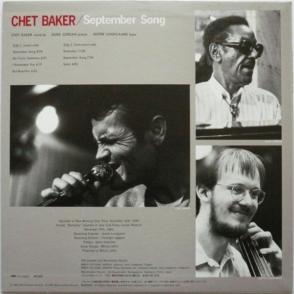 Chet Baker Trio With Duke Jordan : September Song (LP, Album)