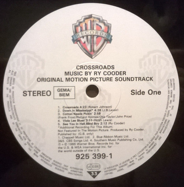 Ry Cooder : Crossroads - Original Motion Picture Soundtrack (LP, Album)