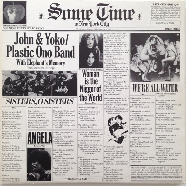 John & Yoko / Plastic Ono Band With Elephant&#039;s Memory And Invisible Strings ~ Some Time In New York City (Vinyl) - Djungel & Jazz