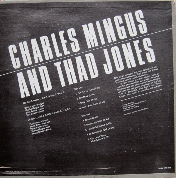 Thad Jones And Charles Mingus ~ Thad Jones And Charles Mingus (Vinyl) - Djungel & Jazz