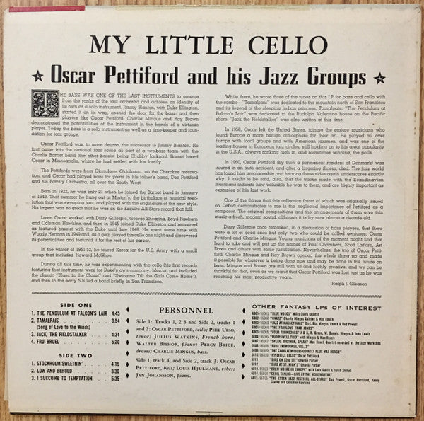 Oscar Pettiford And His Jazz Groups ~ My Little Cello (Vinyl) - Djungel & Jazz