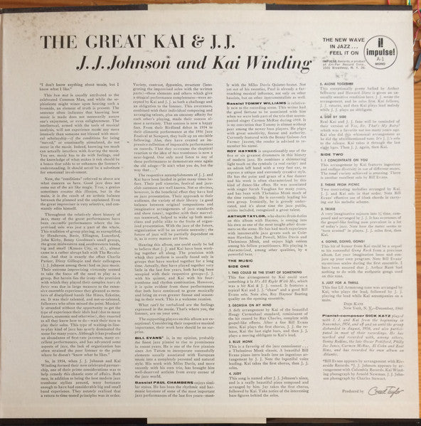 J.J. Johnson & Kai Winding ~ The Great Kai & J. J. (Vinyl) - Djungel & Jazz