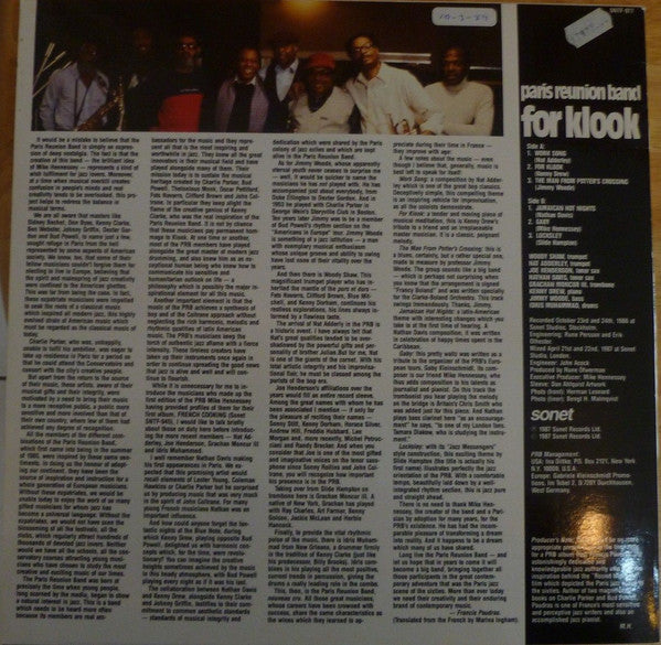 Paris Reunion Band ~ For Klook (Vinyl) - Djungel & Jazz