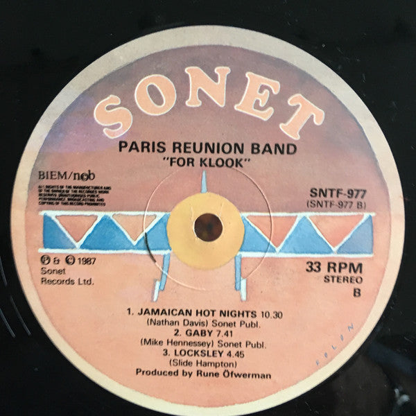 Paris Reunion Band ~ For Klook (Vinyl) - Djungel & Jazz
