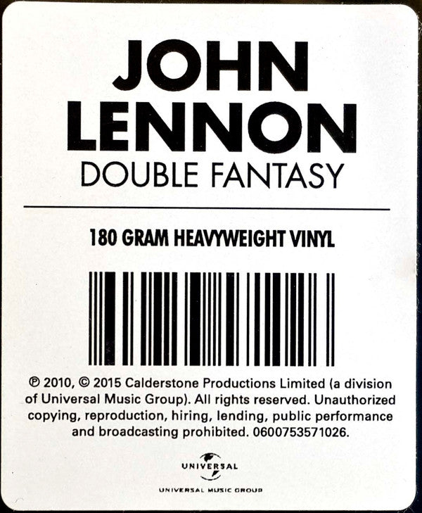John Lennon & Yoko Ono : Double Fantasy (LP, Album, RE, RM, 180)