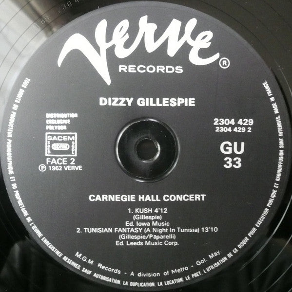 The Dizzy Gillespie Big Band ~ Carnegie Hall Concert - Recorded Live (Vinyl) - Djungel & Jazz