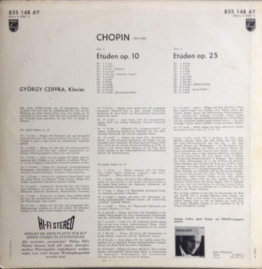 Chopin - György Cziffra ~ Etudes (Vinyl) - Djungel & Jazz