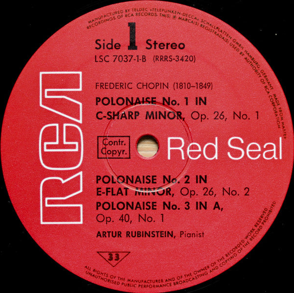Rubinstein - Chopin ~ 8 Polonaises • 4 Impromptus (Vinyl) - Djungel & Jazz