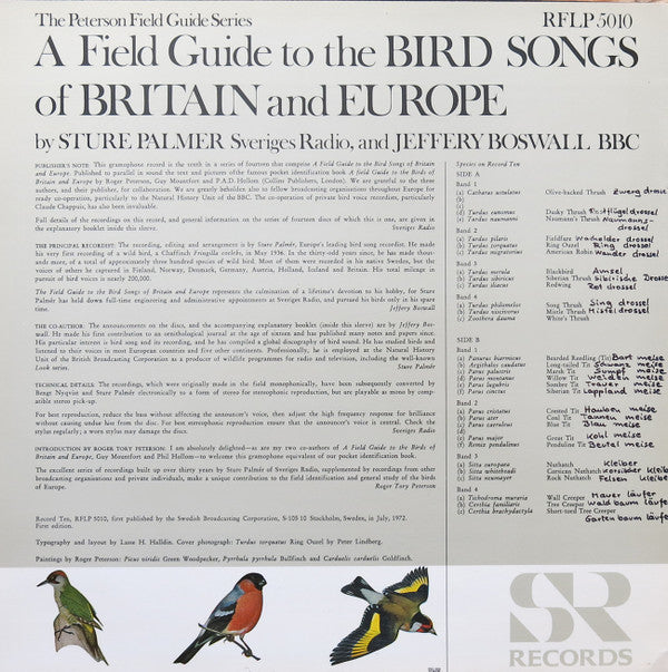 No Artist ~ The Peterson Field Guide To The Bird Songs Of Britain And Europe: Record 10 (Vinyl) - Djungel & Jazz