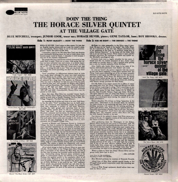 The Horace Silver Quintet ~ Doin' The Thing - At The Village Gate (Vinyl) - Djungel & Jazz