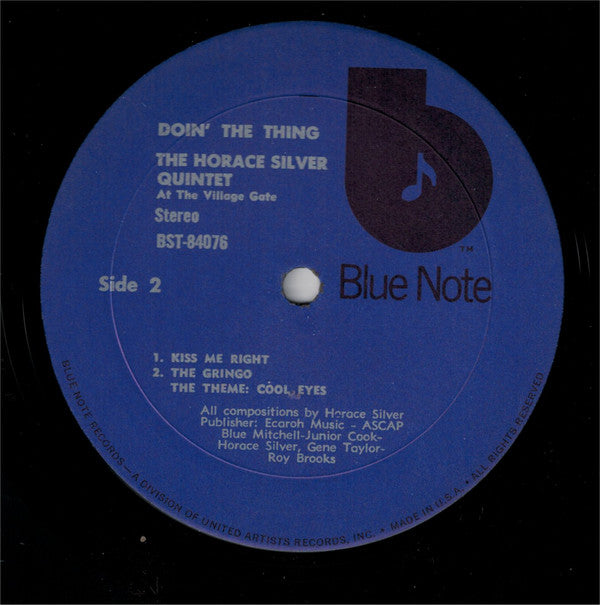 The Horace Silver Quintet ~ Doin' The Thing - At The Village Gate (Vinyl) - Djungel & Jazz