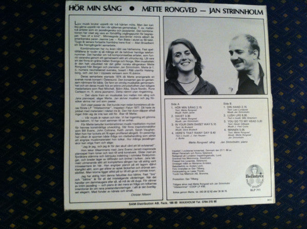 Mette Rongved, Jan Strinnholm ~ Hör min sång (Vinyl) - Djungel & Jazz