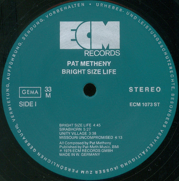 Pat Metheny : Bright Size Life (LP, Album)