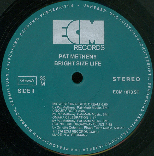 Pat Metheny : Bright Size Life (LP, Album)