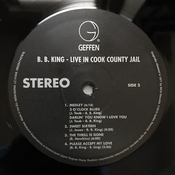 B.B. King : Live In Cook County Jail (LP, Album, RE, 180)