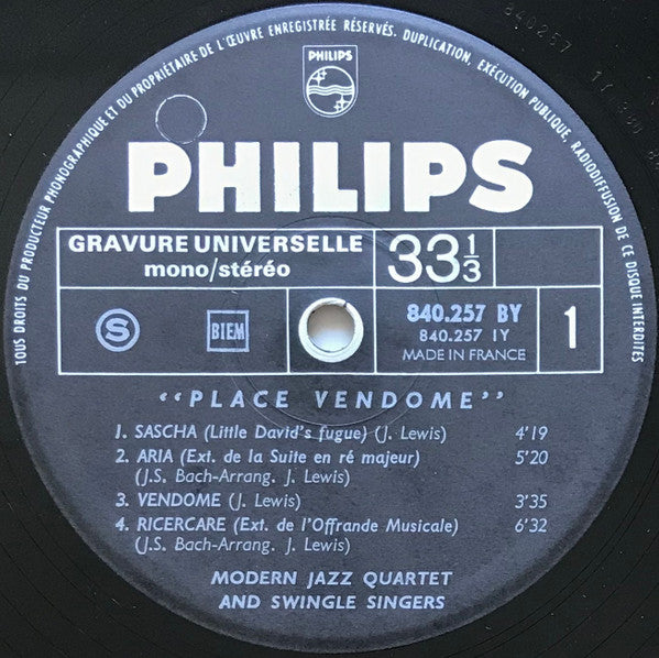 Les Swingle Singers With The Modern Jazz Quartet ~ Place Vendôme (Vinyl) - Djungel & Jazz