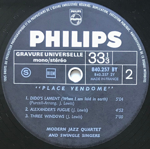 Les Swingle Singers With The Modern Jazz Quartet ~ Place Vendôme (Vinyl) - Djungel & Jazz