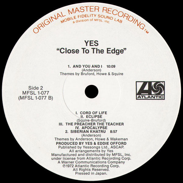 Yes ~ Close To The Edge (Vinyl) - Djungel & Jazz