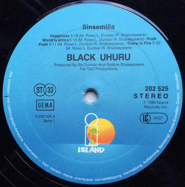 Black Uhuru ~ Sinsemilla (Vinyl) - Djungel & Jazz