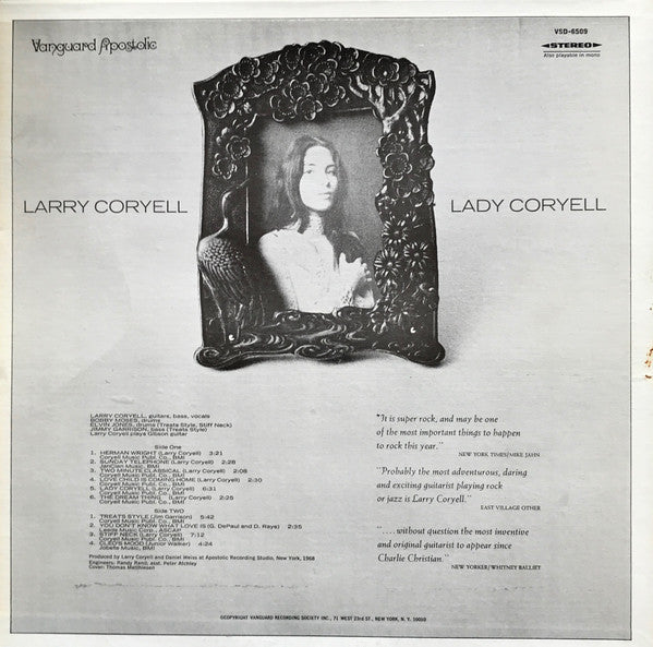 Larry Coryell ~ Lady Coryell (Vinyl) - Djungel & Jazz