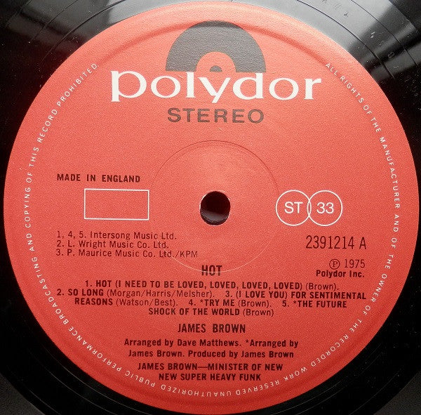 James Brown ~ Hot (Vinyl) - Djungel & Jazz