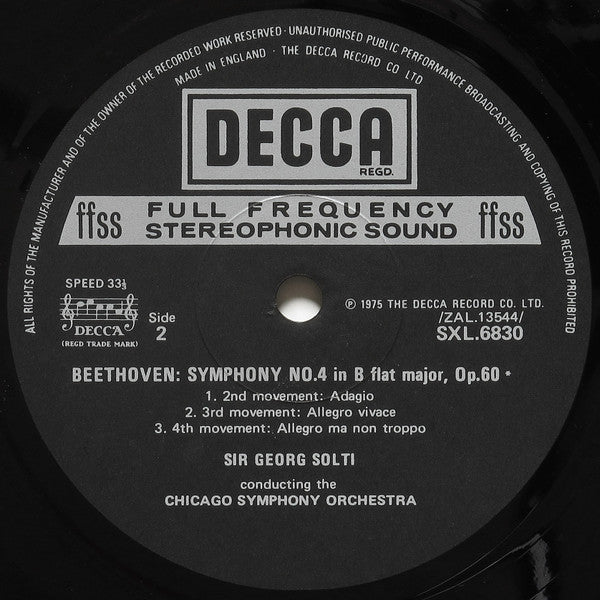 Beethoven / Weber, Chicago Symphony Orchestra, Sir Georg Solti ~ Symphony No.4 / Overture Oberon (Vinyl) - Djungel & Jazz