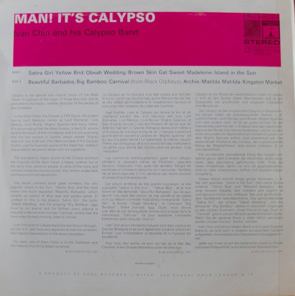 Ivan Chin And His Calypso Band : Man! It's Calypso (LP, Album)