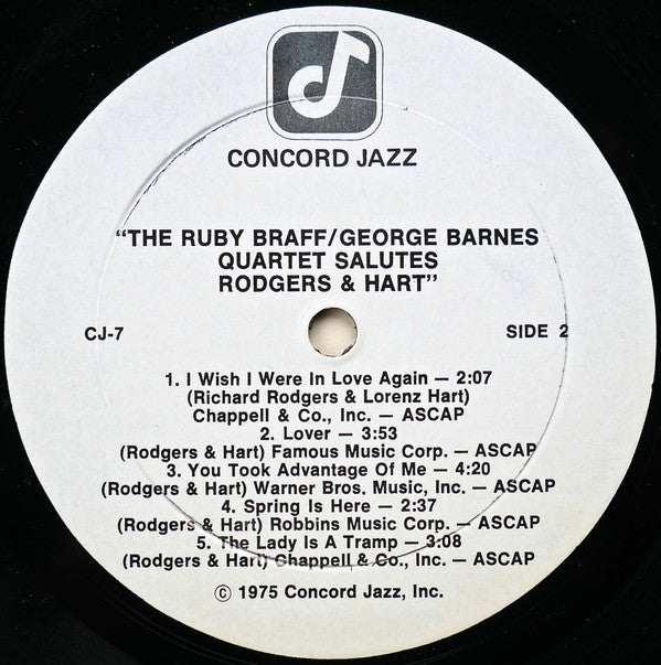 Ruby Braff / George Barnes Quartet ~ Braff/Barnes Quartet Salutes Rodgers And Hart (Vinyl) - Djungel & Jazz