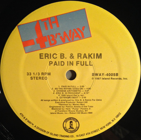 Eric B. & Rakim ~ Paid In Full (Vinyl) - Djungel & Jazz